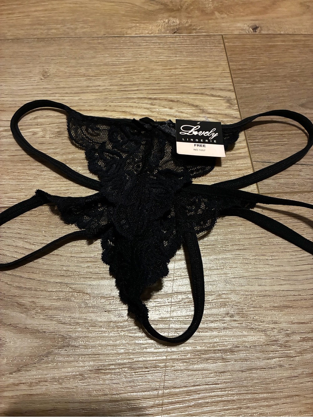 Black Lace Strappy Thong